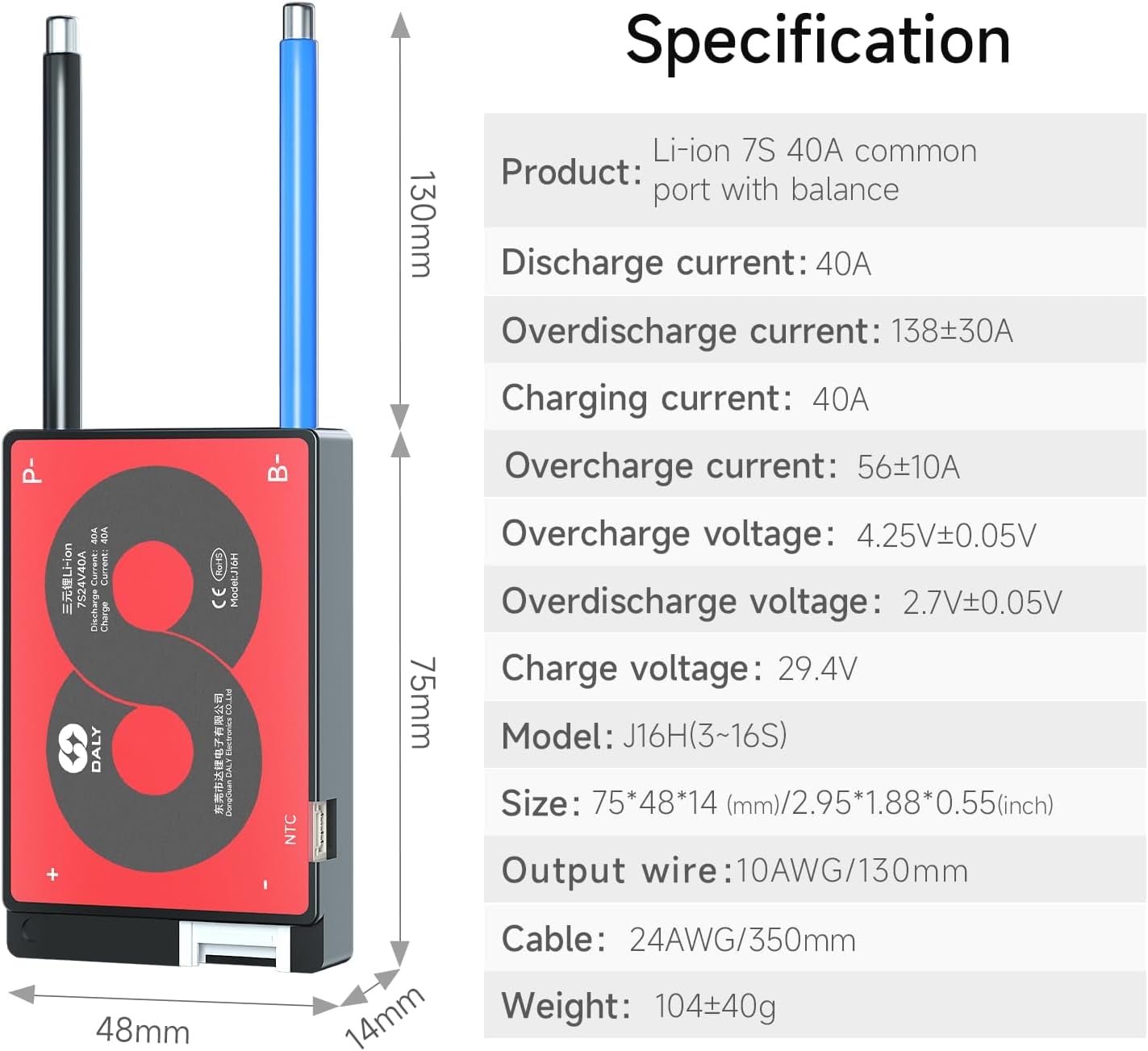 BMS 7S 24V 40A - Placa de Protectie si Management Baterie Li-Ion