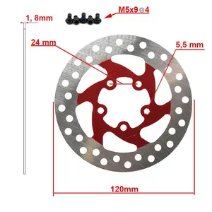 Disc de frana trotineta electrica 120mm 5H rosu